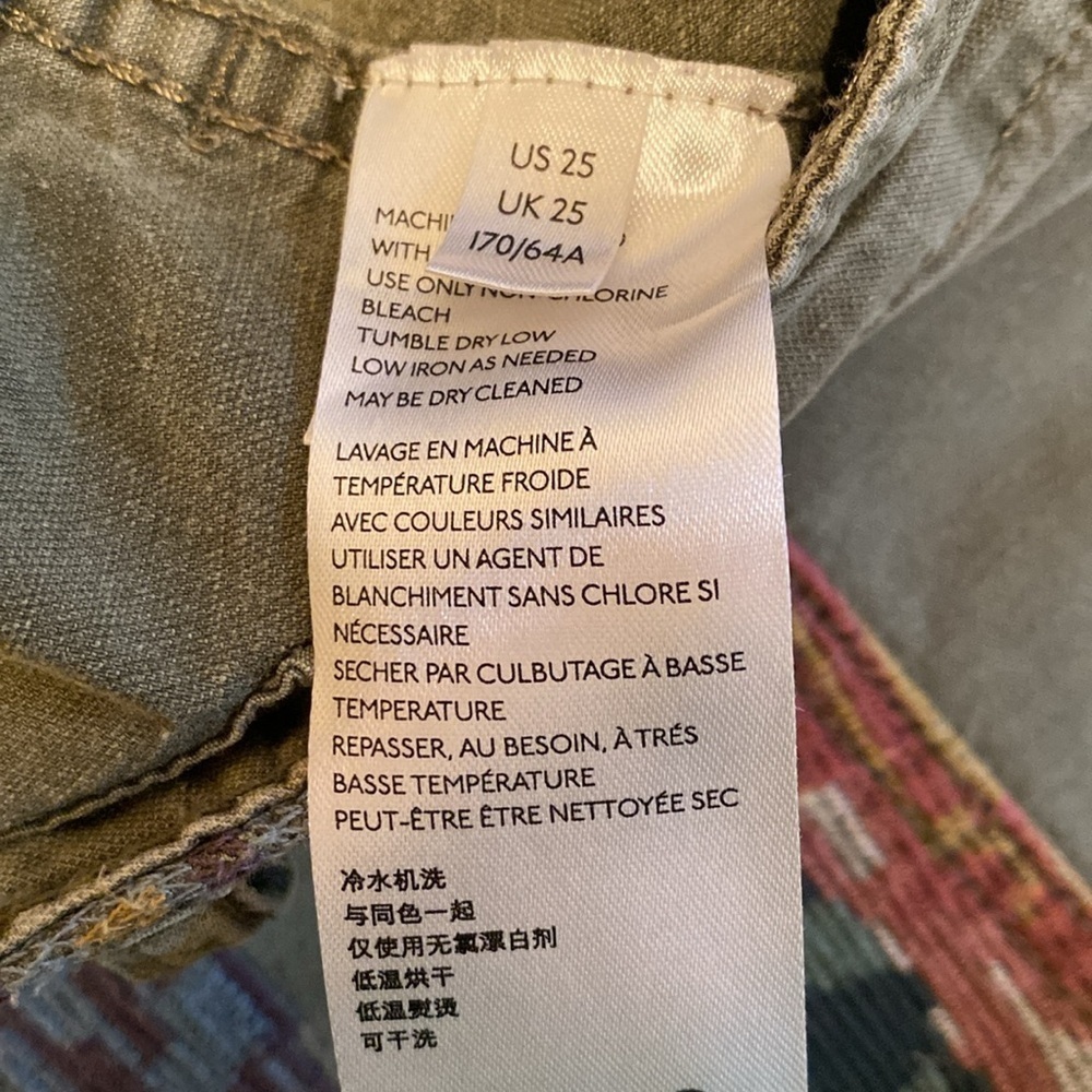 Anthropologie Relaxed Tapestry Embroidered Trouser Pants Olive Size 25 - Picture 9 of 10